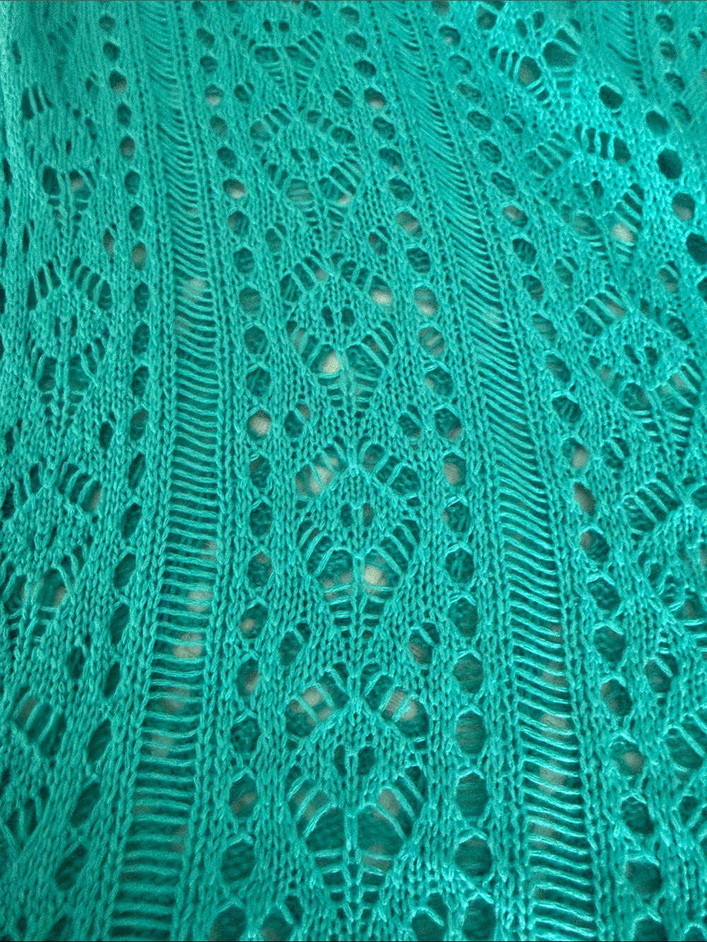 Teal Crochet V-Neck Swim Coverup with Tassel Ties - Picture 3 of 3